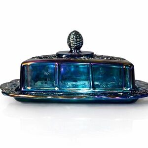 Vintage Carnival Glass Butter Dish